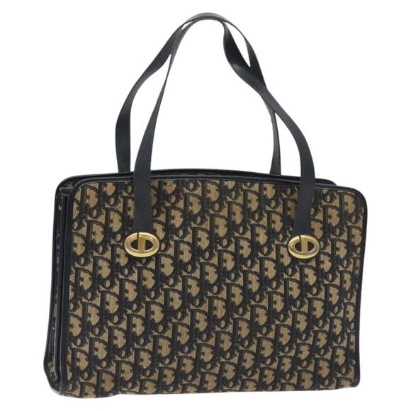 DIOR Trotter Canvas Hand Bag Navy Gold - Picture 1 of 12